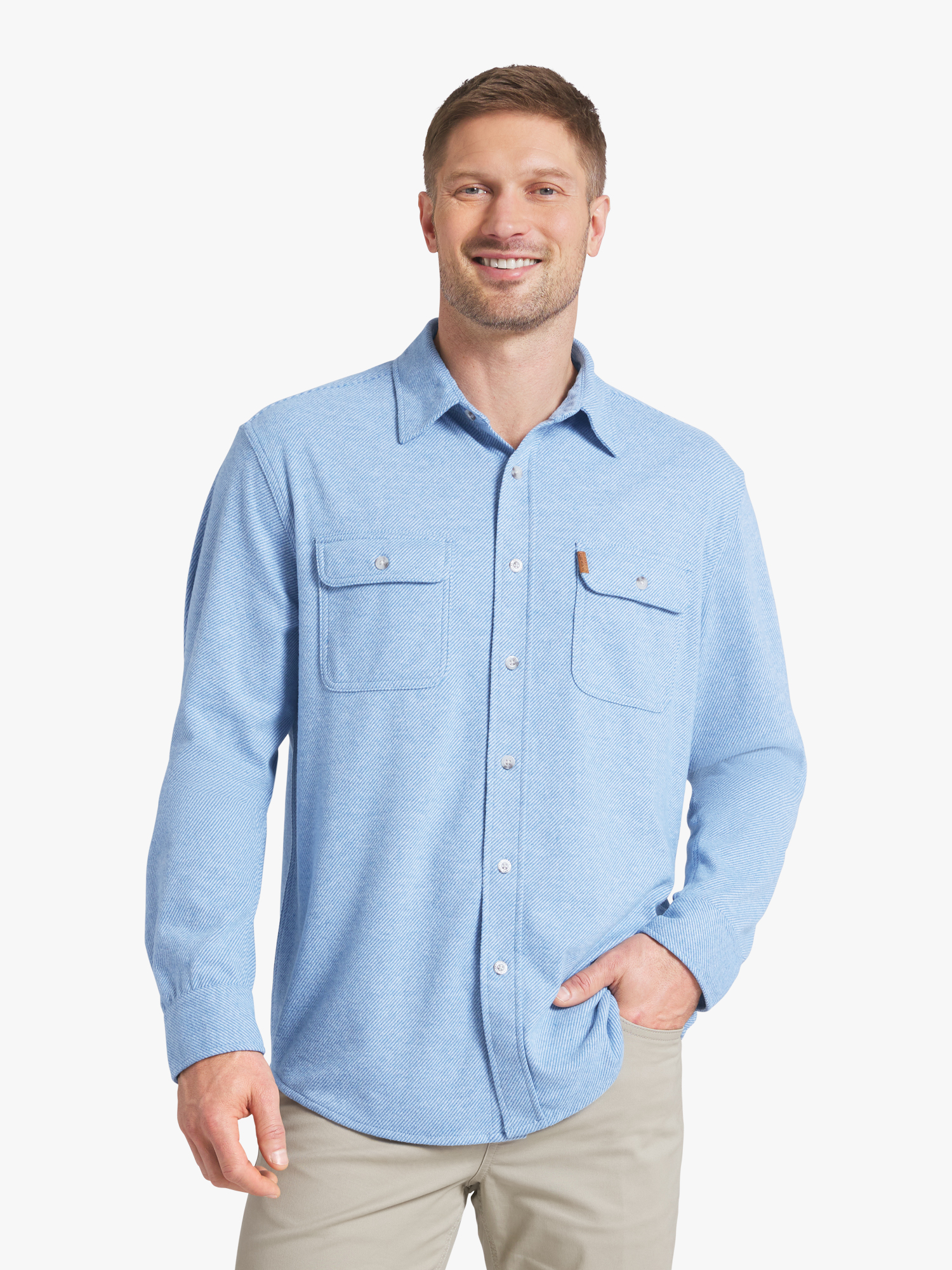 Chaps Men's & Big Men's Long Sleeve Knit Flannel Shirt, Sizes S-3XL