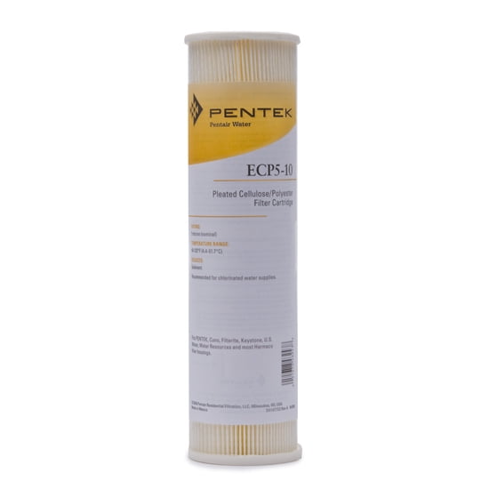 Pentek ECP5-10 Pleated Cellulose Polyester Filter Cartridge, 9-3/4 inch x 2-5/8 inch, 5 Microns