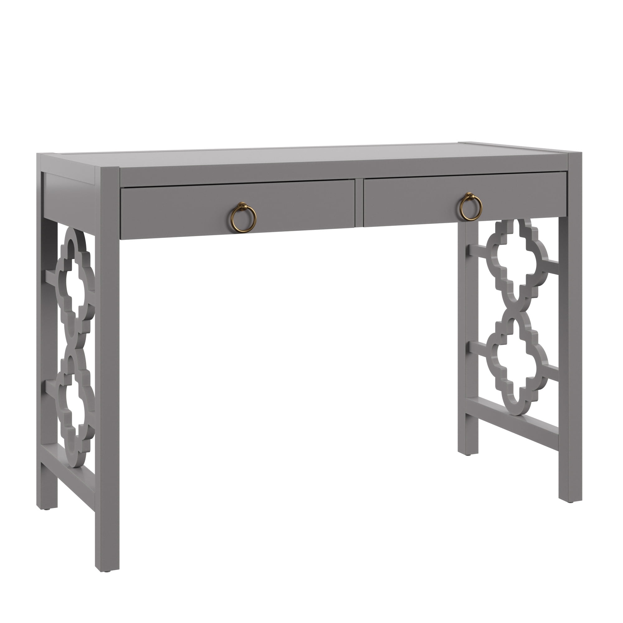 Weston Home Zaylee 2 Drawer Writing Desk Frost Grey Finish Desks