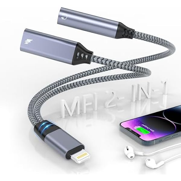wonima11 Opluz Lightning to 3.5 mm Headphone Adapter for iPhone, iPad, iPod - 2 in 1 Charger and Aux Audio Splitter Adapter Cable