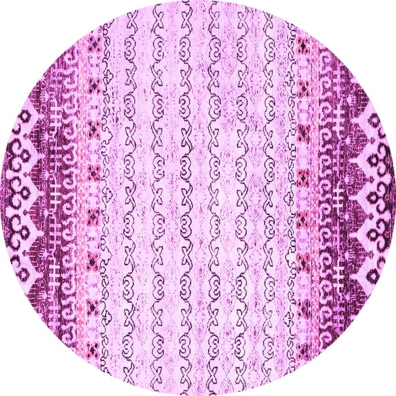 Ahgly Company Indoor Round Abstract Pink Contemporary Area Rugs, 3' Round