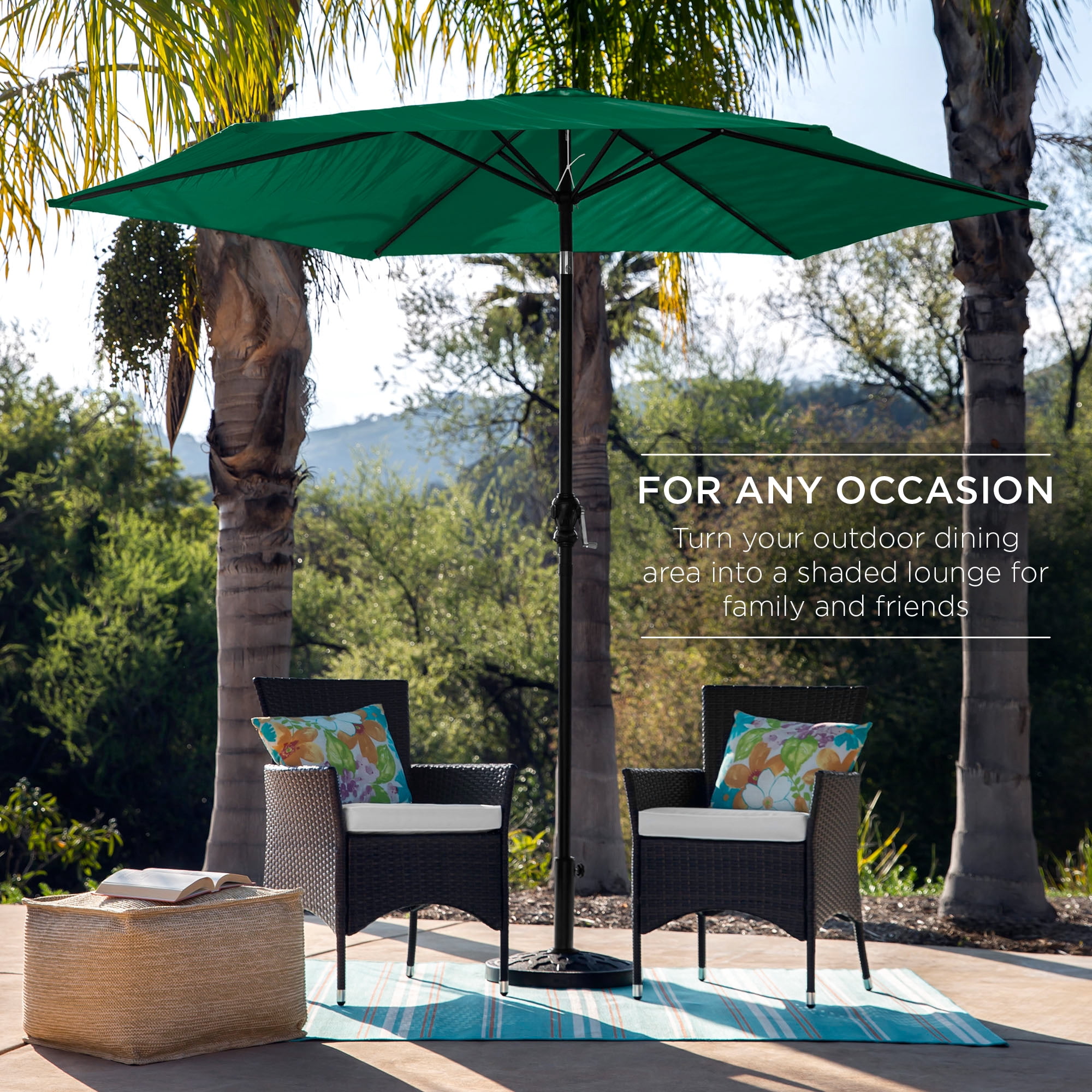 Best Choice Products 10 Foot Outdoor Table Compatible Steel Polyester Market Patio Umbrella With Crank And Easy Push Button Tilt Green Walmart Com Walmart Com