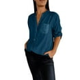 thumbnail image 1 of Sentmoon Boutons Sequins Manches Longues Hauts pour Femmes Col Rond Poches Hauts Manches Longues Réguliers Tenues Tendance Automne pour Femmes 2024 Vert S jusqu'à 40 % de Réduction, 1 of 5