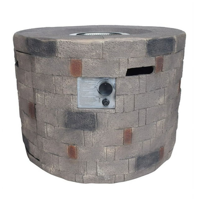 Noble House Dino Lightweight Concrete Circular Fire Pit in Brown