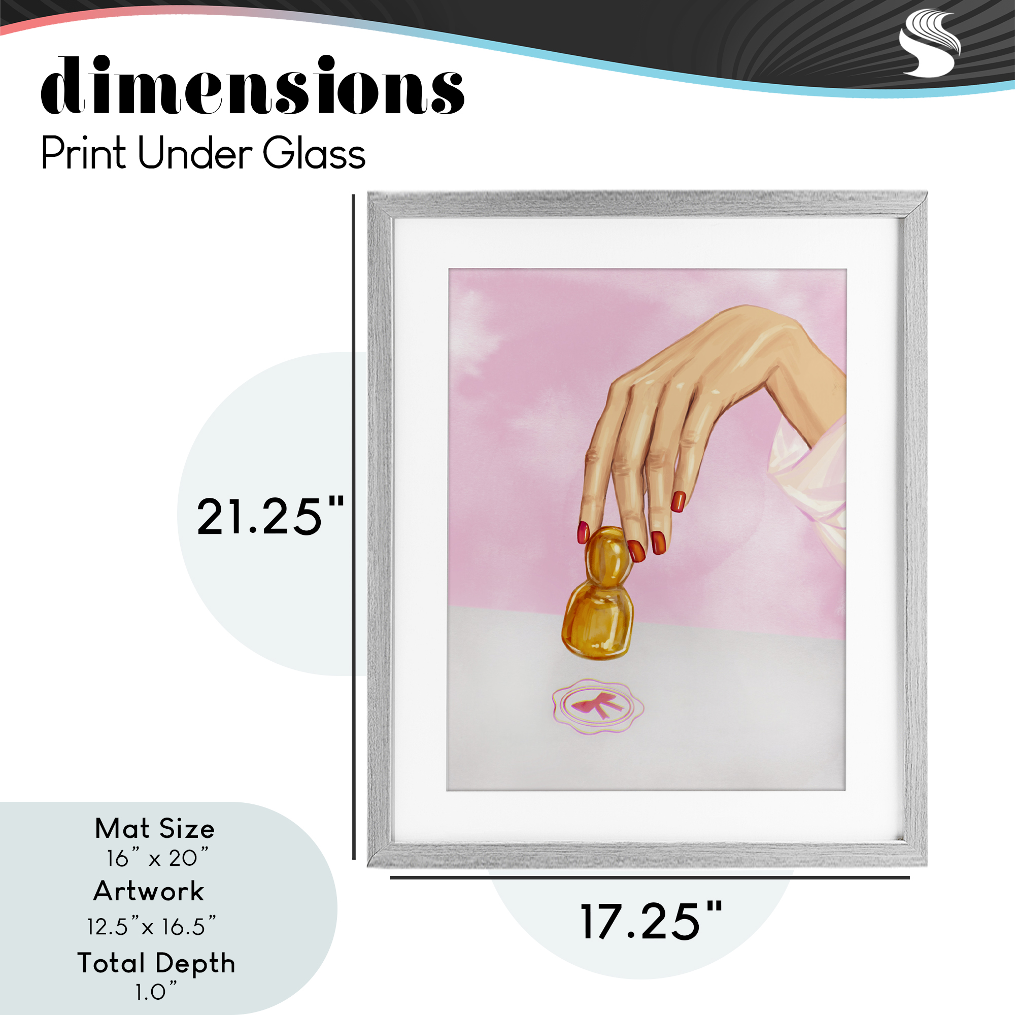 Pink Bow Fashion Stamper Gray Framed Print Under Glass, design by Ziwei Li