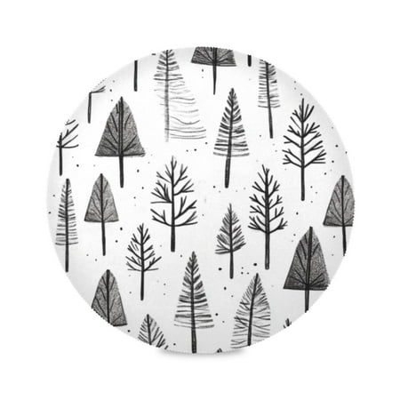

Round Plate Mat 15.4x15.4 Inchesx6 Placemat Table Mat Kitchen Mat Coffee Mat Fabric Thick Strong Wear-Resistant Heat Resistance Cartoon Black Pretty Little Tree
