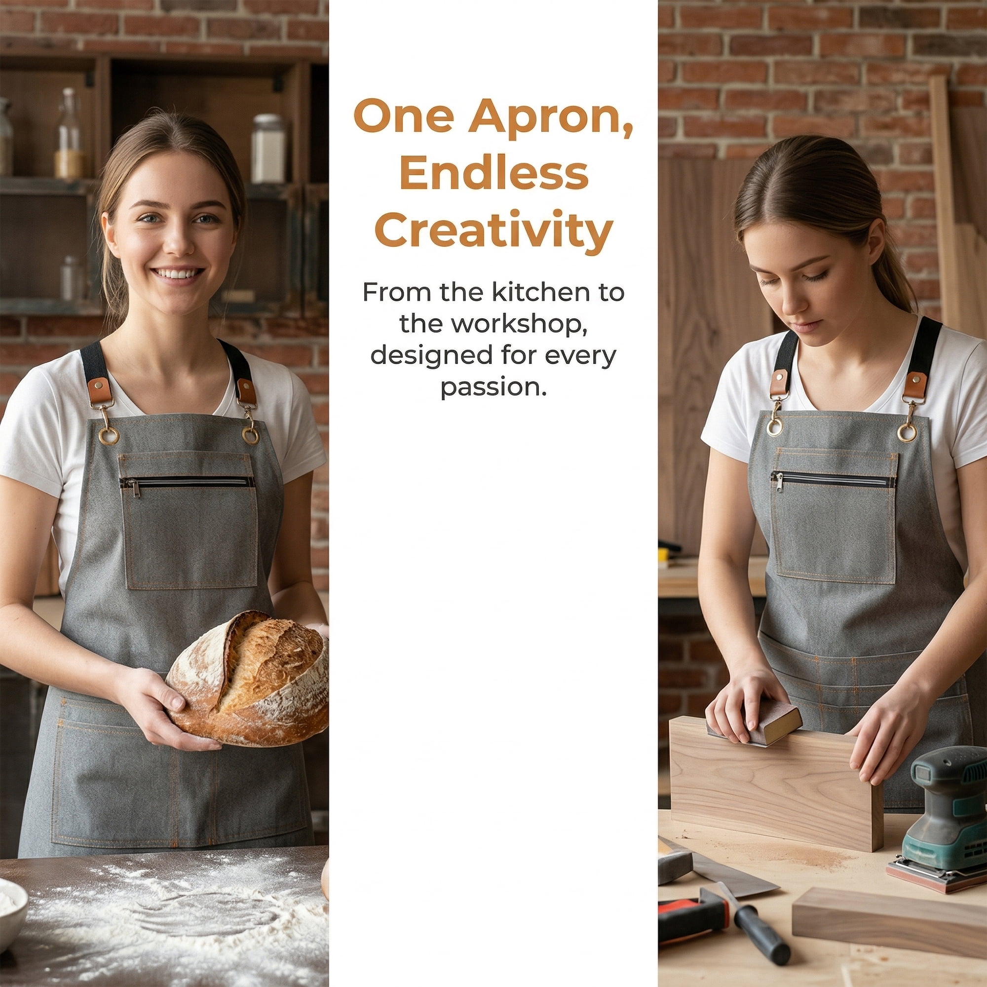 Unique Bargains Aprons with Pockets Adjustable Long Waist Cooking Apron Durable Gray