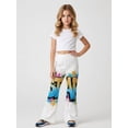thumbnail image 2 of 9-10Y Girls Colored Flared Pants Digital Print Trousers Slim-Fit Wide Leg Flare for Spring Summer Autumn, 2 of 6