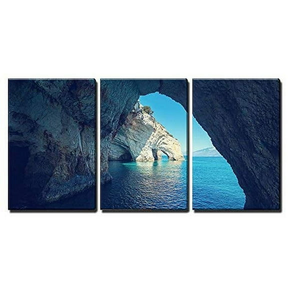wall26 - 3 Piece Canvas Wall Art - Beautiful Sea Landscapes on Zakynthos Island in Greece - Modern Home Art Stretched and Framed Ready to Hang - 16"x24"x3 Panels