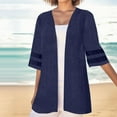 thumbnail image 2 of Wang6 Womens Plus Size Cardigan Trendy Half Sleeve Open Front Shirts Elegant Fall V Neck Solid Tops Outerwear BU2 S, 2 of 5