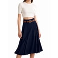 thumbnail image 2 of Women's Midi High Waist A-Line Flared Vinage Belt Skirt for Daily Wear XL, 2 of 7