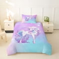 thumbnail image 2 of Metsweet Princess Unicorn Twin Duvet Cover, Dreamy Gradient Starry Sky Twin Bedding, Blue Purple Pink,2pcs,1 Duvet Cover and 1 Pillowcase, 2 of 6