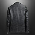 thumbnail image 7 of KeShDi Men Jacket Mens Lightweight Jackets Men's Solid Color Pocket Fleecing Stand Collar Leather Business Fashion Casual Leather Black 3X, 7 of 7