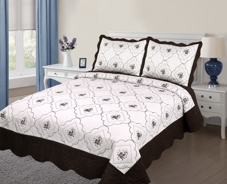 3PC Quilted Bedspread Cover Oversized Extra Twin Size High Quality