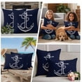 thumbnail image 3 of 2 Pack Outdoor Waterproof Throw Pillows, Nautical Anchor Navy Blue Decorative Rectangle Pillow Case Patio Pillows for Chair Couch Sofa 20x12in, 3 of 9