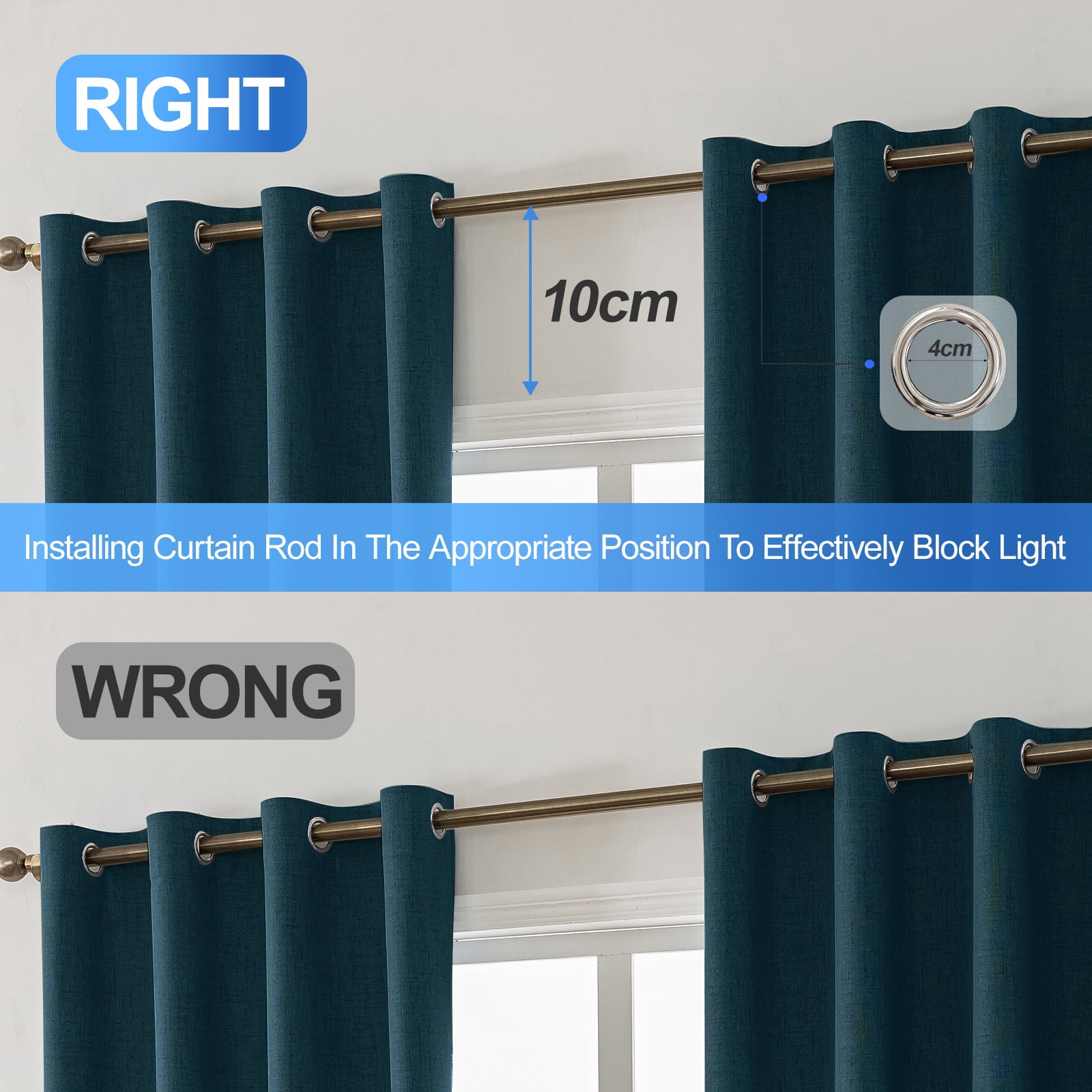 JIATER Blackout Curtains Set of 2 Panels for Bedroom Living Room 42 x 84 inch,Thermal Insulated Room Darkening Blackout Curtains with Grommet,Blue
