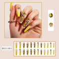 thumbnail image 5 of Uñas postizas TANGJMXG cuadradas largas reutilizables con diamantes de imitación de mariposa de neón semitransparentes, 5 of 5