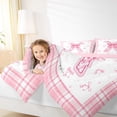 thumbnail image 4 of Feelyou Princess Initial Letter Queen Comforter Set, Bowknot Monogrammed X Bedding Sets, Kawaii Cartoon Bow Reversible Bedding Comforter Set, Luxury Bedroom Decor, 3pcs, 4 of 8