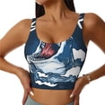 thumbnail image 2 of Haiem Shark Pattern Womens Sports Bra - U Neck Padded Low Impact Yoga Bra Workout Crop Top Gym Moisture-Wicking Workout Vest -XX-Large, 2 of 9