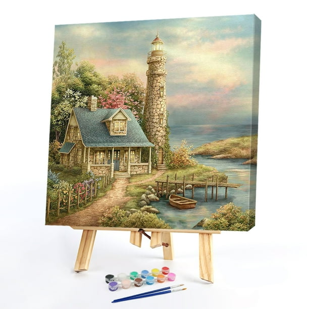 40x40cm colorido DIY pintura por números Kit playa Villa casa decoración regalo arte Likrtyny decoración de arte