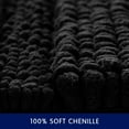 thumbnail image 5 of Subrtex Soft 2-piece Luxury Chenille Striped Bathroom Rug, Black, (16" x 24"+ 20" x 32"), S+M Combination, 5 of 7