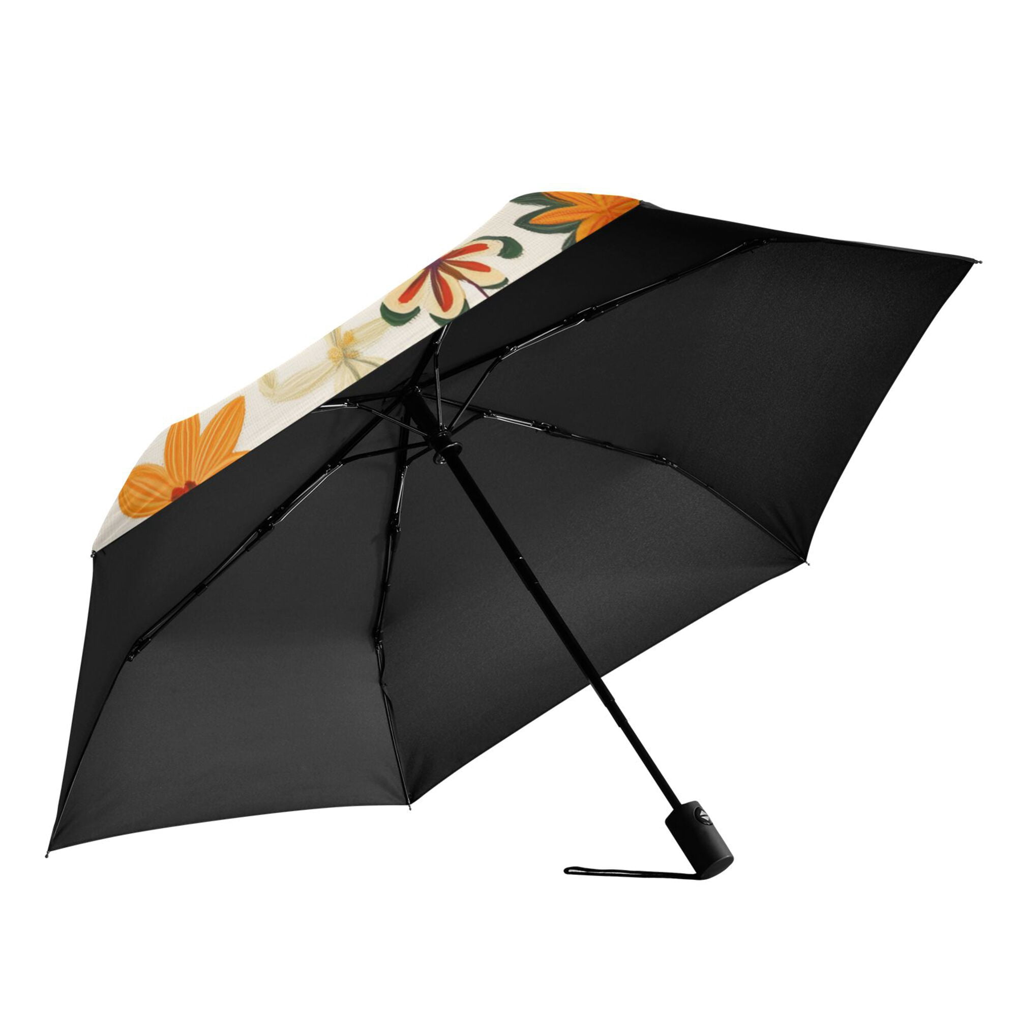 FORMRS Travel Umbrella Folding Auto Open Close Windproof Rain UV Protection, Leaves Pattern