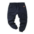 thumbnail image 1 of MesaSe Men Solid Color Cargo Trousers  Loose Fit Drawstring Waist Long Pants, 1 of 4