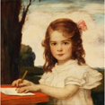 thumbnail image 3 of Ludwig von Zumbusch 15x15 Black Modern Framed Museum Art Print Titled - Portrait of a Girl when Drawing (1910), 3 of 5