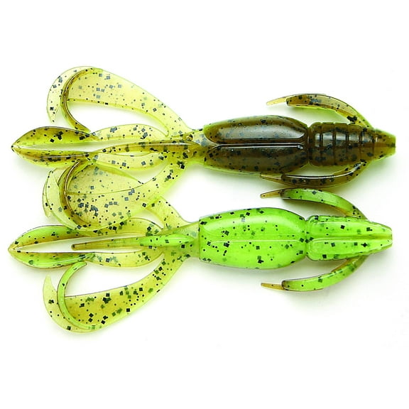 Keitech CF36401 Crazy Flapper Green Pumpkin Chartreuse, 3.6" Twin