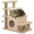 thumbnail image 1 of PawHut Adjustable Height Cat Stairs with Scratching Post for Sofa, Beige, 1 of 10