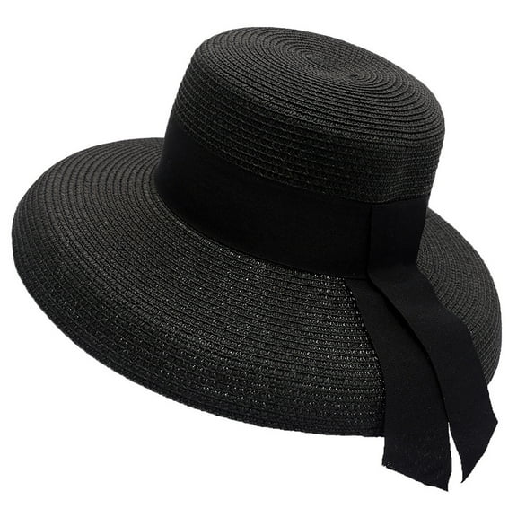 Dyfzdhu Hats For Women Summer Black Straw Hat Outdoor Fashion Womens Girls Straw Beach Sun Hat