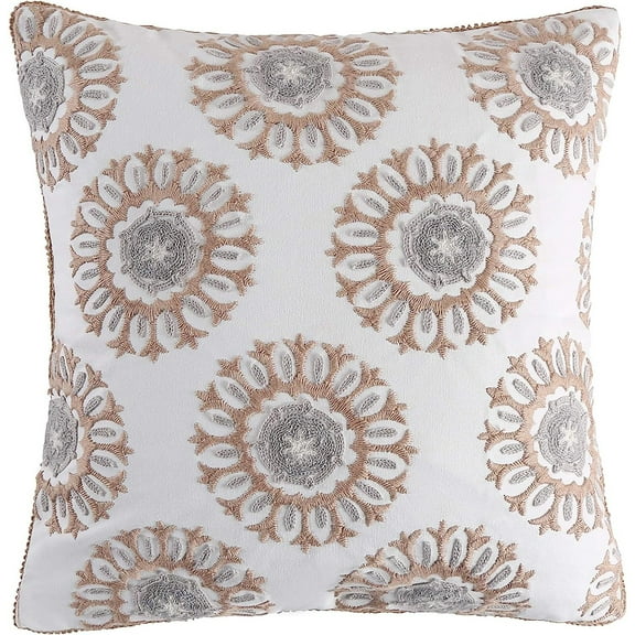 - Nacala - Decorative Pillow (18X18in.) - Mini Medallions - Taupe, Grey and White