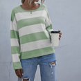 thumbnail image 6 of Womens Long Sleeve Shirts Casual Loose Fit Striped Tops Knit Pullover Sweaters Green L, 6 of 9