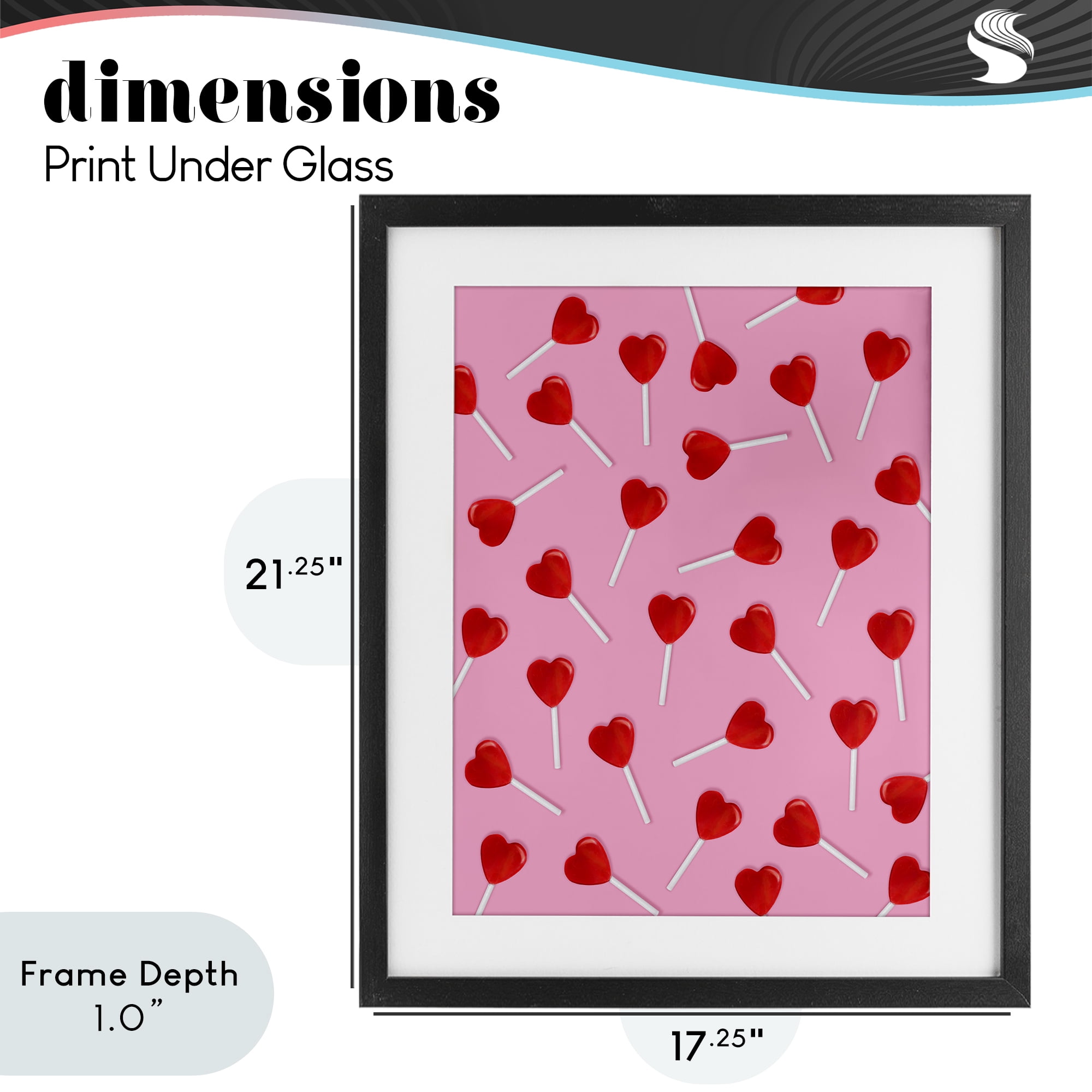 Stupell Industries Heart Lollipop Pattern Black Framed Print Under Glass, design by LISH Creative