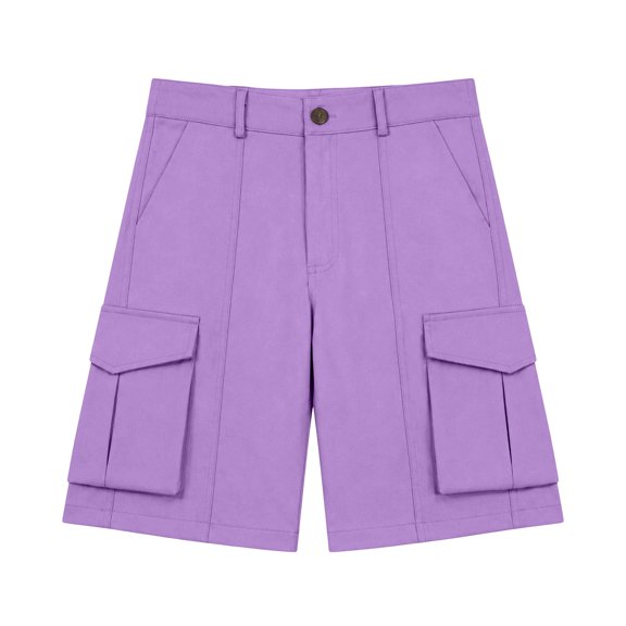 LIIPEE Girls Cargo Shorts Summer Lightweight Solid Color Comfort Waist Fashion Buttons Shorts With Pockets Kids Cute Loose Fit Daily School Wear,11-12 Years