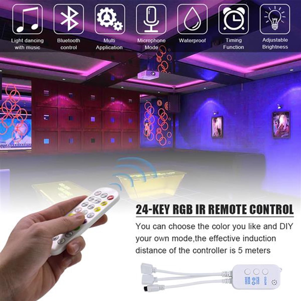 LED Strip Lights, 16.4ft RGB 5050 LED Strips with Remote Controller, Color Changing Tape Light with 12V Power Supply for Room, Bedroom, TV, Kitchen, Desk