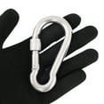 thumbnail image 3 of 4 Inch Stainless Steel Locking Type Carabiner Clip Spring Snap Hook - 2 Packs Heavy Duty Carabiner Clips for Keys, Swing Set, Camping, Fishing, Hiking Traveling, 650 lbs Capacity, 3 of 6