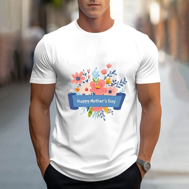 Tops para hombre, blusas y camisas de cuello redondo y manga corta para hombre, camisetas deportivas con estampados casuales para el Día de la Madre, blusas de cuello redondo y manga corta, blusas de
