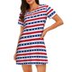 thumbnail image 1 of Fotbe Stars And Stripes Bata de Dormir para Mujer con Estampado, Camisón de Algodón de Manga Corta, Ropa de Dormir Casual, 1 of 6