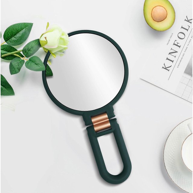 Espejo de tocador giratorio flexible de doble cara, de metal, con aumento de 15x, ideal para mujeres y niñas (blanco).