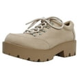 thumbnail image 2 of Soda Women's Faux Suede Oxford Lug Platform Shoes, Light Wheat, 8 M US, 2 of 5
