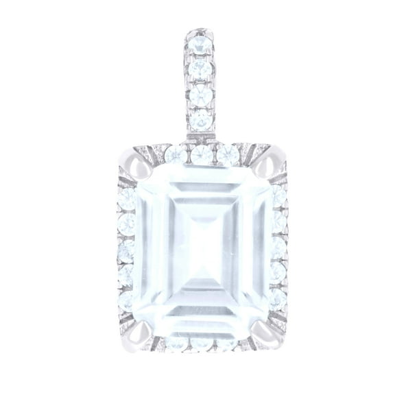 925 Sterling Silver Womens Emerald-Cut Round Cubic-Zirconia Fashion Charm Pendant