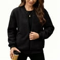 thumbnail image 7 of GrmtClth Womens Fleece Jacket Trendy Zip Up Fuzzy Fleece Bomber Jacket Comfy Soft Long Sleeve Warm Autumn Winter Coats Black L, 7 of 7