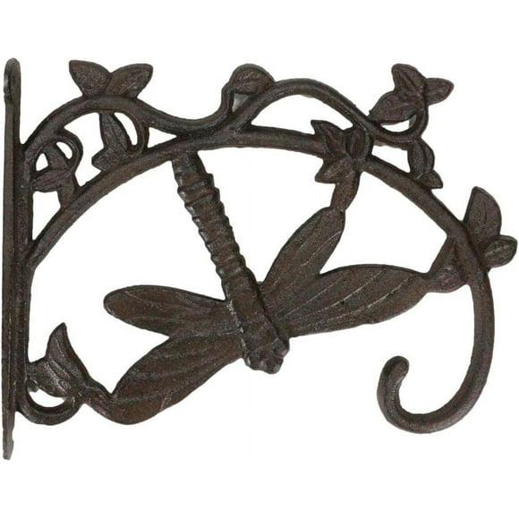 Whimsical Floral Vines Auspicious Dragonfly Plant Holder Wall Bracket Hook Decorative Garden Accent Accessory Planter Hanger Dragonflies Victorian