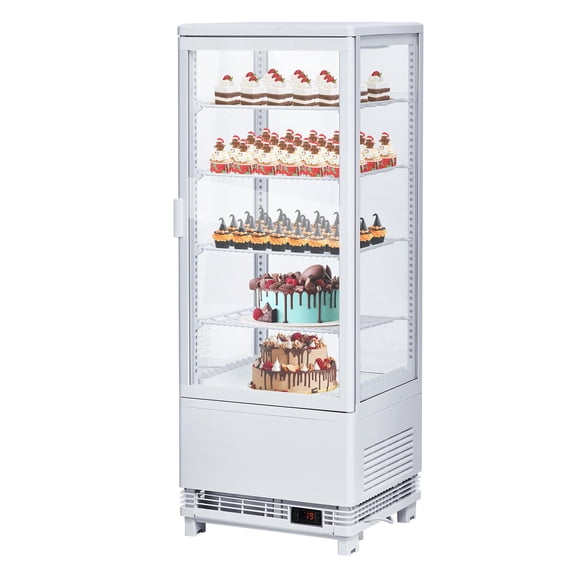 Commercial Display Refrigerator, 3.5 Cu Ft Countertop Pastry Display Case, Display Fridge, Double-Layered Glass Display Cake Fridge with Interior LED Lighting, Single-Door Bakery Display Refrigerato