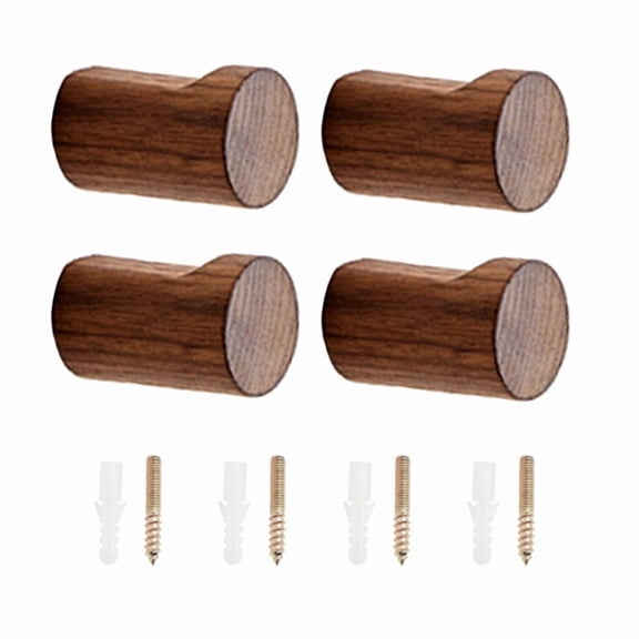 Natural Wooden Coat Hooks Vintage Single Organizer Hangers Wall Mounted