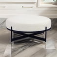 thumbnail image 6 of Benjara Aop 36 Inch Boucle Ottoman Stool, White Round Cushioned Seat, Black Base, 6 of 6