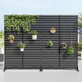 thumbnail image 2 of MAYEERTY 2-Piece 72×47" Outdoor Black Metal Privacy Panel Screen for Backyard & Garden, Louvered Pattern, 2 of 8