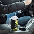 thumbnail image 4 of Yayeee 30oz Stainless Steel Tumbler with Straw and Handle Double-Wall Insulated Travel Water Bottle, Green Flowers, 4 of 8