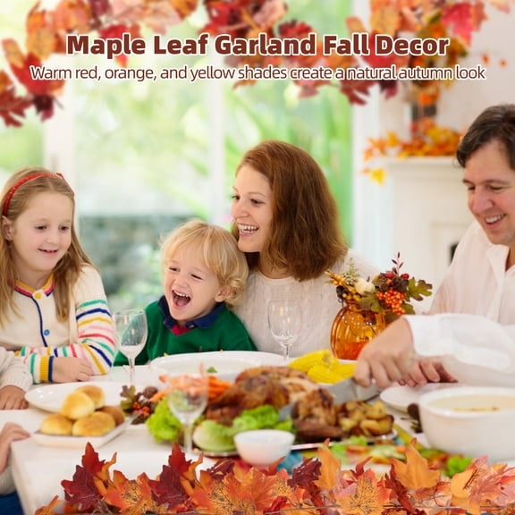 6 PCS Maple Leaf Garland, 5.7 Ft Artificial Maple Leaf Vine, Autumn Harvest Thanksgiving Party Decoration, Fall Decor for Indoor Outdoor, Halloween, Fireplace, Table, Porch